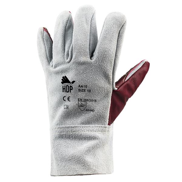 Nailed split leather glove 3012