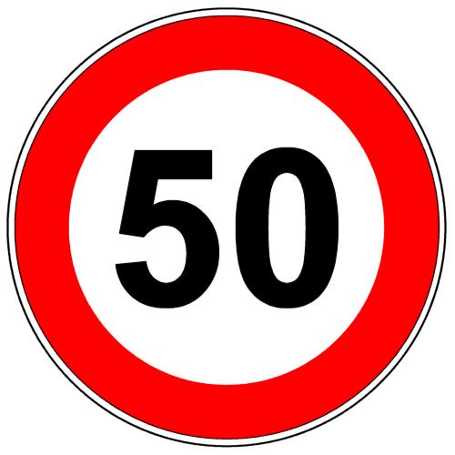 Cartello stradale Limite massimo di velocità 50 Km/ora