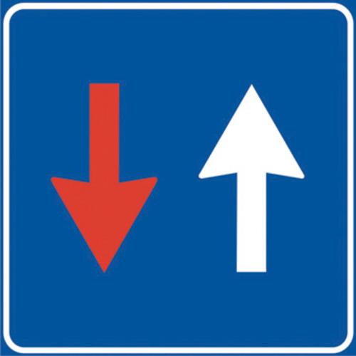 Road sign Right of way in alternating one-way streets