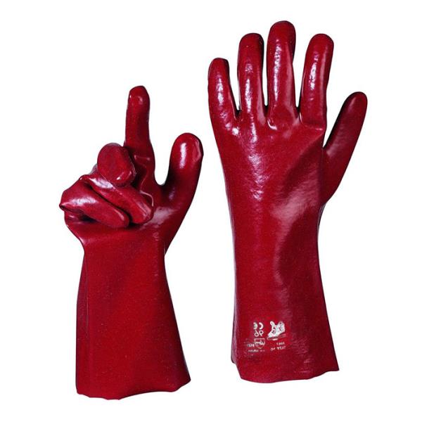 Red PVC glove 35 cm. Pack of 12 pairs