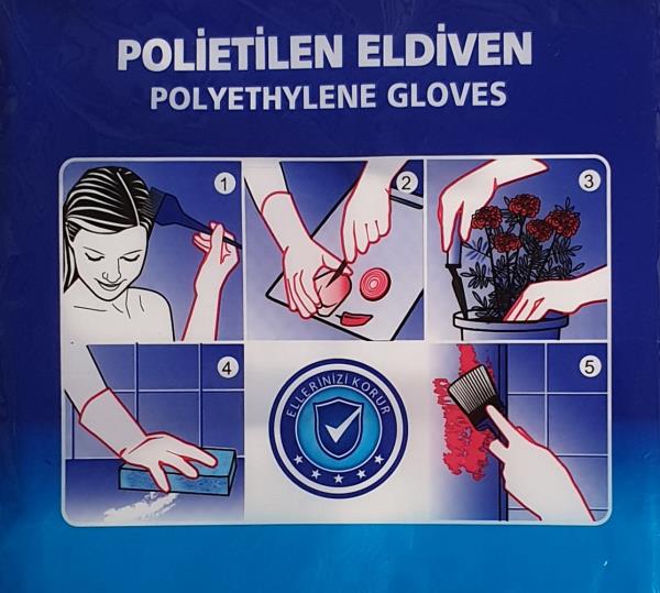 Disposable hygienic gloves in polyethylene 100 / SAN602 package