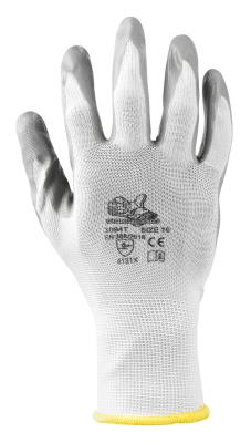 Gloves 100% Polyester coated nitrile Pack of 12 pairs