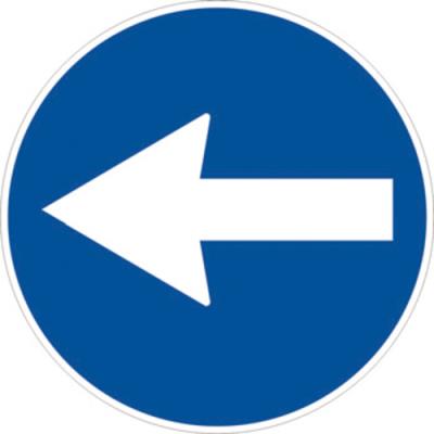 Cartello stradale rotondo Direzione obbligatoria a sinistra